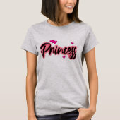 Airbrush Styled Roze En Zwart Prinses T-shirt (Voorkant)