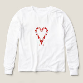 Airbrushed Candy Cane Heart Kids Long Sleeve Tee