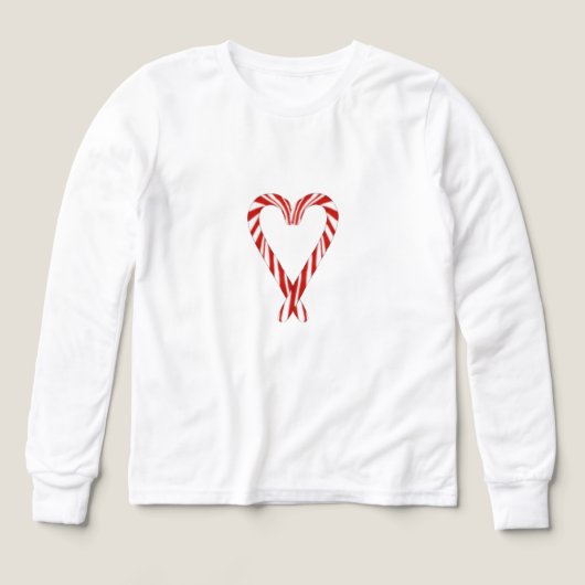 Airbrushed Candy Cane Heart Kids Long Sleeve Tee (Voorkant)