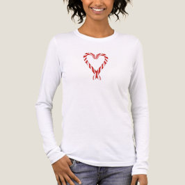 Airbrushed Candy Cane Heart Long Sleeve Tee Tri-Blend Shirt