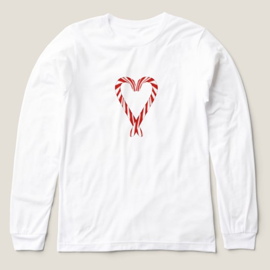 Airbrushed Candy Cane Heart Long Sleeve Tee Tri-Blend Shirt (Voorkant)