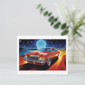 Airbrushkunst van een oldtimer briefkaart (Staand voorkant)