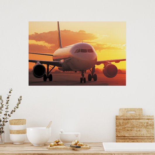 Airbus A320 - Backing on Sunset Poster (Keuken)
