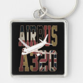 Airbus A320 Jetliner.  Europese vlaggen Sleutelhanger (Voorkant)