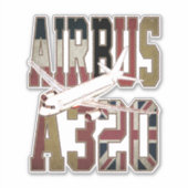 Airbus A320 Jetliner.  Europese vlaggen Sticker (Voorkant)