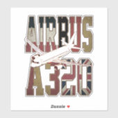 Airbus A320 Jetliner.  Europese vlaggen Sticker (Vel)