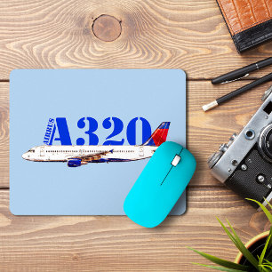Airbus a320 vliegtuig aquarel tekening muismat