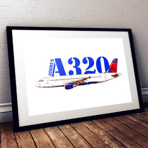 Airbus a320 Vliegtuig Aquarel tekening Poster