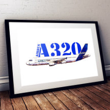 Airbus A320 vliegtuig aquarel tekening Profiel
