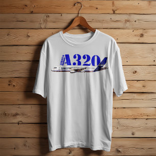 Airbus A320 vliegtuig aquarel tekening profiel T-shirt