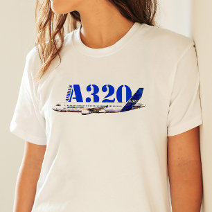 Airbus A320 Vliegtuig Aquarel tekening Profiel T-shirt