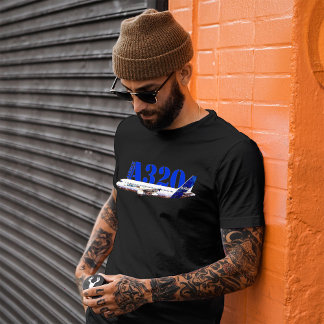 Airbus A320 Vliegtuig Aquarel tekening Profiel T-shirt