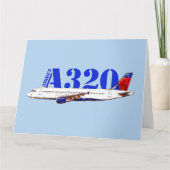 Airbus a320 Vliegtuig Waterverf tekening Bedankkaart (Voorkant)