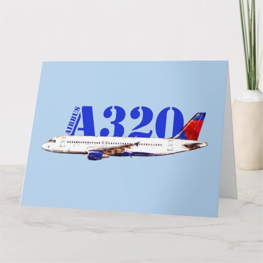 Airbus a320 Vliegtuig Waterverf tekening Bedankkaart (Voorkant)