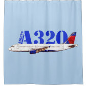 Airbus a320 Vliegtuig Waterverf tekening Douchegordijn (Voorkant)