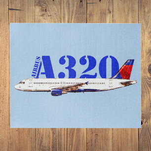 Airbus a320 Vliegtuig Waterverf tekening Legpuzzel