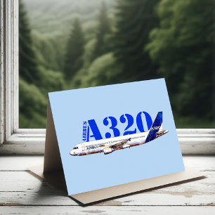 Airbus A320 Vliegtuig Waterverf tekening Profiel Bedankkaart