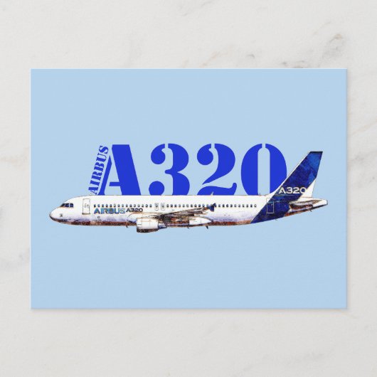 Airbus A320 Vliegtuig Waterverf tekening Profiel Briefkaart (Voorkant)