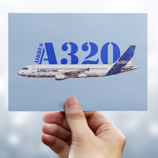 Airbus A320 Vliegtuig Waterverf tekening Profiel Briefkaart