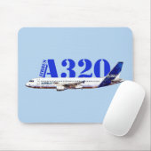 Airbus A320 Vliegtuig Waterverf tekening Profiel Muismat (Met muis)