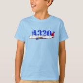 Airbus a320 Vliegtuig Waterverf tekening T-shirt (Voorkant)