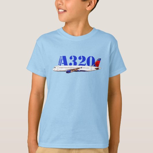 Airbus a320 Vliegtuig Waterverf tekening T-shirt (Voorkant)