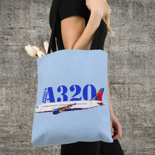 Airbus a320 Vliegtuig Waterverf tekening Tote Bag