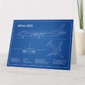 Airbus A320 - Vliegtuigblauwdruk-tekentafels AD Bedankkaart (Voorkant)