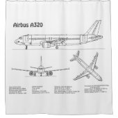 Airbus A320 - Vliegtuigblauwdruk-tekentafels BD Douchegordijn (Voorkant)