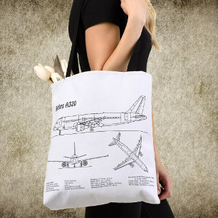 Airbus A320 - Vliegtuigblauwdruk-tekentafels BD Tote Bag