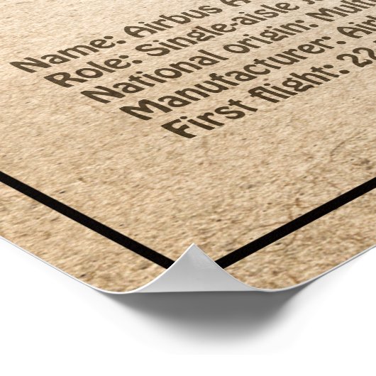 Airbus A320 - Vliegtuigblauwdruk-tekentafels SD Poster (Hoek)