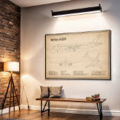 Airbus A320 - Vliegtuigblauwdruk-tekentafels SD Poster