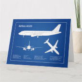 Airbus A320 - Vliegtuigblauwdruktekeningen ABD Bedankkaart (Voorkant)