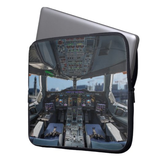 Airbus A380 Cockpit Laptop Sleeve (Voorkant Links)