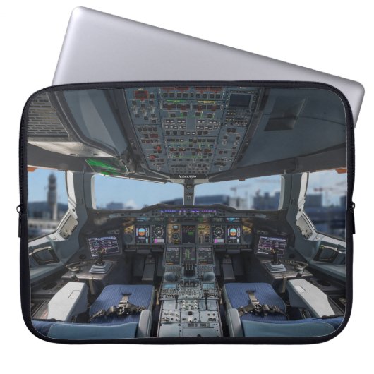 Airbus A380 Cockpit Laptop Sleeve (Voorkant)