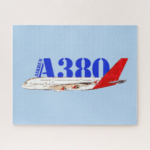 Airbus A380 Illustratie met Bold Red Tail Design Legpuzzel