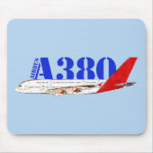 Airbus A380 Illustratie met Bold Red Tail Design Muismat (Voorkant)