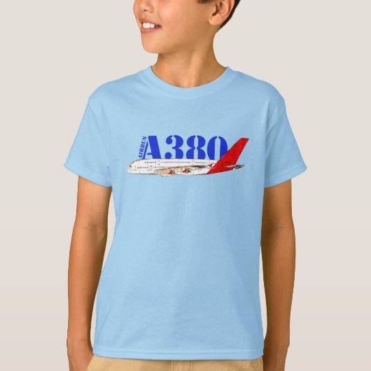 Airbus A380 Illustratie met Bold Red Tail Design T-shirt (Voorkant)