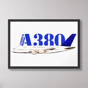 Airbus A380 Vliegtuig Aquarel tekening Foto Afdruk