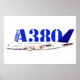 Airbus A380 Vliegtuig Aquarel tekening Poster