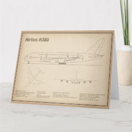 Airbus A380 - Vliegtuig Blauwdruk Tekenplannen SD Bedankkaart