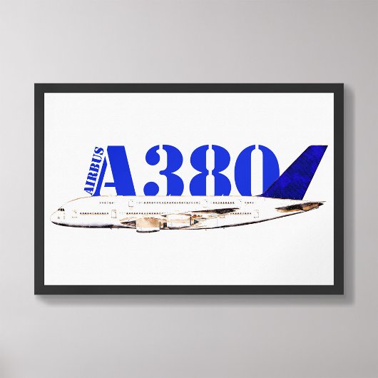 Airbus A380 Vliegtuig Waterverf tekening Foto Afdruk
