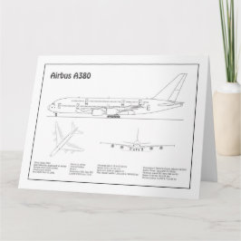 Airbus A380 - Vliegtuigblauwdruk Tekenplannen BD Bedankkaart
