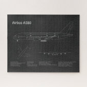 Airbus A380 - Vliegtuigblauwdruk Tekenplannen PD Legpuzzel (Horizontaal)