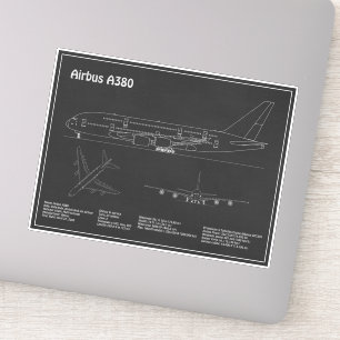 Airbus A380 - Vliegtuigblauwdruk Tekenplannen PD Sticker