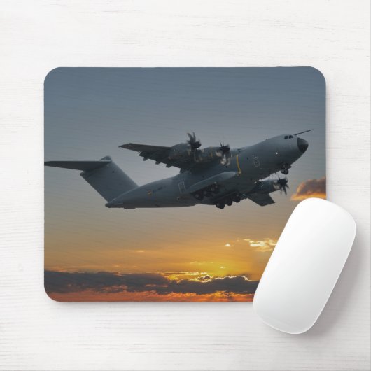 Airbus A400m op zonsondergang Muismat (Met muis)