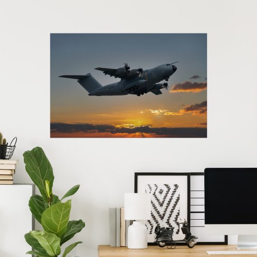 Airbus A400m op zonsondergang Poster (Thuiskantoor)