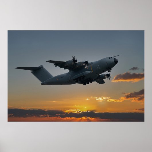 Airbus A400m op zonsondergang Poster (Voorkant)