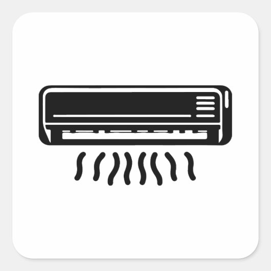 Airconditioner silhouet vierkante sticker (Voorkant)