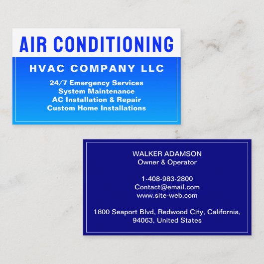 Airconditioning (AC) Visitekaartje (Voorkant / Achterkant)